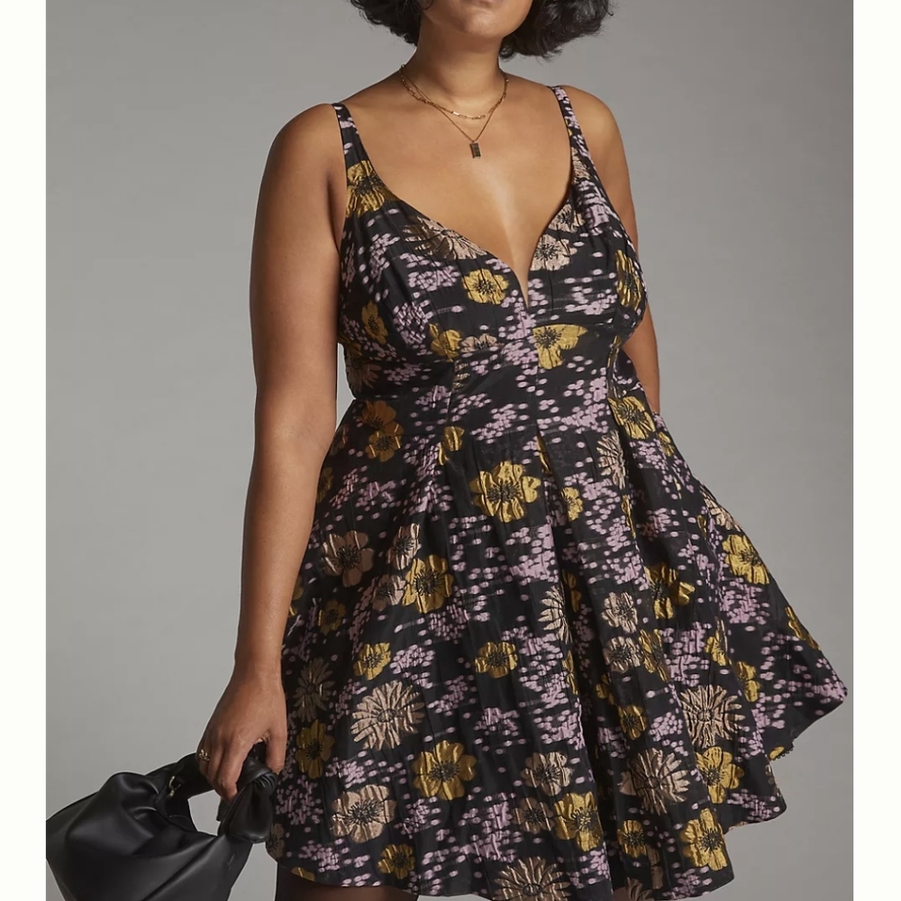 ♥️NWT ANTHROPOLOGIE Jacquard A-Line Mini Dress - Picture 2 of 7
